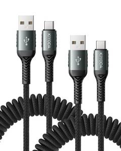 lot 12359 image: Coiled USB A to USB C Cable 6FT, 2Pack USB C Cables for Car, USB to USB C 66W Fast Charging Upgraded Amazing Durable Braided USB C Cable for iPhone 17 16 15Pro MaxPlus, Samsung Galaxy S10 and More