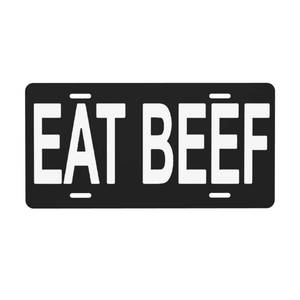 lot 12364 image: EAT Beef License Plate Carnivore Pride Gift - Premium Aluminum 12x6 Waterproof BBQ Enthusiast Car Decor - Flat Print