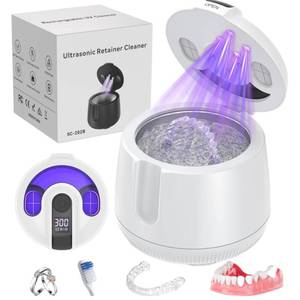 lot 12367 image: Ultrasonic Retainer Cleaner Machine, 48kHz Cordless Dental Cleaning Pod, Ultrasonic Retainer Cleaner for Dentures, Aligners, Mouth Guards, Toothbrush, Jewelry with 200ML Capacity, White