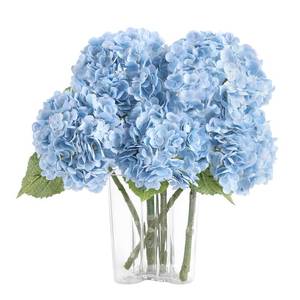 lot 12381 image: Coferset 4Pcs Baby Blue Hydrangea Artificial Flowers for Outdoors Lifelike Faux Hydrangea Real Touch Fake Flowers Home Wedding Christmas Office Party Living Room Decoration,22inch