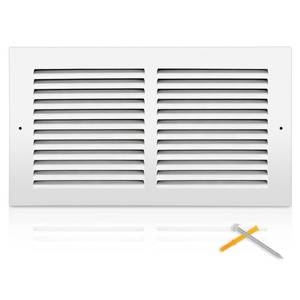 lot 12385 image: Fancat 12W x 6H Return Air Grille Duct Opening Size, Steel HVAC Return Air Vent Cover for Wall & Ceiling, White Powder-Coated Rust-Resistant AC Cold Air Return, Outer Dimensions 13.75W x 7.75H