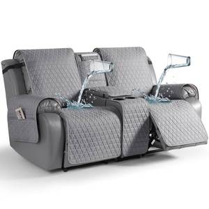 lot 12391 image: TAOCOCO 100% Waterproof Loveseat Recliner Couch Covers with Console,Double Reclining Couch Cover Non-Slip Sofa Slipcovers Washable,Furniture Protector Covers for Dog,Pets(2 Seater,Light Gray)