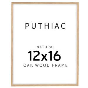 lot 12392 image: puthiac 12x16 Solid Oak Wood Picture Frame, Fits 8x12 with Mat or 12x16 Without Mat, Wall Display Only, Vertical or Horizontal, Plexi Front, 1 Pack, Natural Oak
