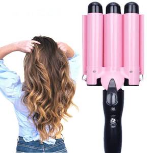 lot 12393 image: MODVICA 3 Jumbo Barrel Curling Iron Wand 32mm Hair Waver Temperature Adjustable Ceramic Big Waves Hair Crimper (1.25) (Turns On)