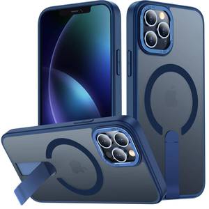 lot 12403 image: EMMPITU for iPhone 12 CaseiPhone 12 Pro Case with Kickstand, Compatible with MagSafe, Invisible Stand Anti-Slip Shockproof Military-Grade Protection, Magnetic Phone Case for iPhone 12Pro (Blue)