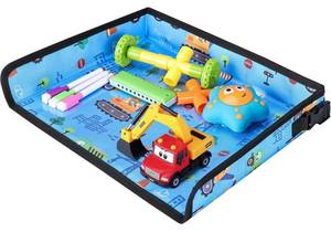 lot 12422 image: Kids Travel Tray Table Cover with Pockets, Airplane Tray Cover Kids, Toddler Airplane Travel Essentials for Plane or Train, Toddler Travel Essential Must-Haves and Flying Supplies (Light Blue)