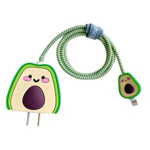 lot 12433 image: 3D Cute Cartoon Charger Protector Case - Compatible for Apple 20W USB-C Power Adapter and Lightning Cable, No.11(4 in1)