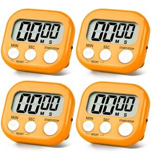 lot 12441 image: 4 Pack Orange Digital Kitchen Timer Magnetic Digital Timer with Big Display Loud Ring Cooking Timers for Cooking, Game, Gym, Break Time, Classroom(4, Orange)