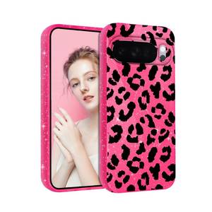 lot 12447 image: NECTNALLO for Google Pixel 10 Pro XL Case Pink Glitter Bling Sparkly Shiny Case for Women Girls Girly Cute Design Protective Phone Cover for Google Pixel 10 Pro XL, Black Cheetah