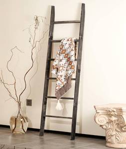 lot 13834 image: Blanket Ladder for The Living Room 6-Tier, Wooden Decorative Quilt Holder for Bed Room, Wall-Leaning Wood Towel Rack for Bathroom��Rustic Farmhouse Ladders for Display.(Black Wash)