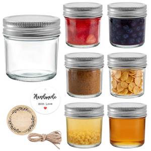 lot 14002 image: PureRoot 6 Pack Mini Mason Jars 2 oz Glass Jars with Lids, Small Glass Jars for Jam Ginger Shots Honey Spices Wedding Favors, Includes Labels, String & Handmade Tags