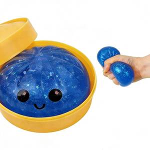 lot 14012 image: Glitter Dumpling, Glitter Dumpling Squishy with Box, Dumplings Sensory Squeeze Toy for Stress Relief (Blue)