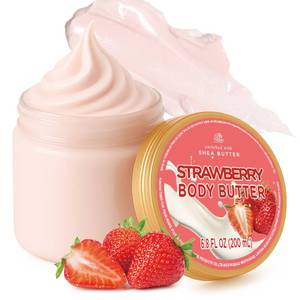 lot 14013 image: Embleaf Strawberry Body Butter, Shea Body Butter for Women Dry Skin, Natural Strawberry Lotion for Body Care Smell Good-6.8 floz(200ml)