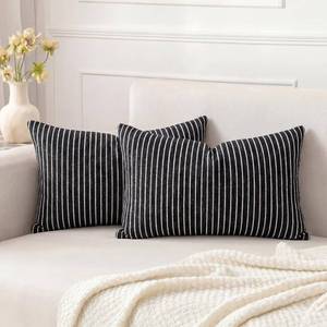 lot 14046 image: Auomily Striped Textured Chenille Lumbar Pillow Covers 20x12 Set of 2, Soft Double-Sided Decorative Throw Pillow Cover, Solid Modern Cushion Covers, Giftable Home Decor (Olive Green, 20x12)