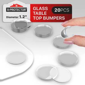 lot 14048 image: X-Protector Glass Table Top Bumpers - 20 PCS 1.2- Non-Adhesive Glass Table Top Anti Slip Pads - Clear Rubber Glass Table Top Grippers - Glass Table Protector to Keep Glass Table Top from Sliding
