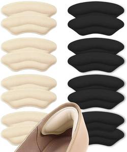 lot 14053 image: 8 Pairs Heel Pads for Shoes Heel Grips Liner, Soft Heel Cushion Pads Heel Inserts for Shoes Too Big Women Men, Anti-Slip Fillers Heel Protectors for Blisters, Friction & Heel Pain, Beige and Black