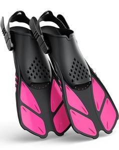 lot 14054 image: Greatever Snorkel Fins Adjustable Buckles Open Heel Swim Flippers Travel Size Short Swim Fins for Snorkeling Diving Swimming Adult Men Womens