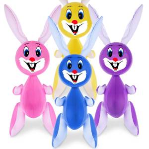 lot 14065 image: ArtCreativity 36 Inflatable Easter Bunny, Set of 4. Blow Up Easter Bunny for Indoor and Outdoor Party Decorations, Bunny Themed Birthday Party Favors, 4 Assorted Colors