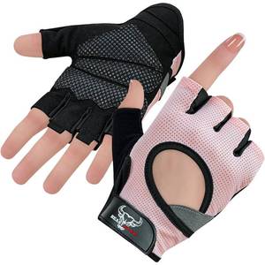 lot 14069 image: BEAST RAGE Workout Gloves for Men and Women, Fingerless Weight Lifting Gloves with Palm Protection Padding, Breathable and Lightweight Gym Gloves for Weightlifting, Cycling Pull Up (Pink, L), Large