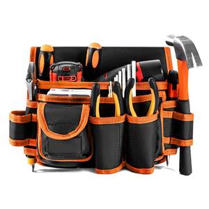 lot 14070 image: Quorenta Ultra-Thick Mens Tool Belts Fits Waist 31to 52 Adjustable Oxford Work Pouch with 15 Durable Pockets, Ideal for Repair & Electrical Work (Orange, Extra Large)