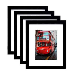 lot 14077 image: pojah 8x10 Picture Frame Set of 4,Black Photo Frame with Mat Display Pictures 5x7 or 8x10 Without Mat,PVC Glass,for Wall Home Office D�cor