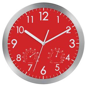 lot 14079 image: WOOPHEN 12 Silent Wall Clock, Battery Operated Non Ticking Glass Cover Silver Aluminum Frame Wall Clocks for Office, Home, Bathroom, Kitchen, Bedroom, School, Living Room(Red)