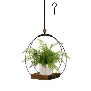 lot 14080 image: Hanging Planter for Indoor Plants, Black Plant Hanger Indoor with Sturdy Wood Base, Modern Boho Macrame Plant Hanger for 3-5.5 Inch Pot, Hanging Wall Ceiling Window Home Decor (Pots Not Included)