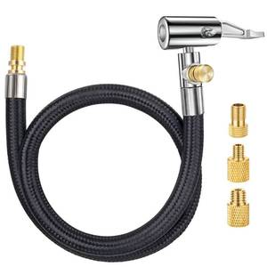 lot 14085 image: LUMITECO 20 Inch Tire Inflator Hose Adapter, Car Air Hose Self-Locking Air Chuck wTire Schrader Valve Fine Thread & Presta Valve Adapter, Quick Connect & Release for Pump Air Compressor Attachments