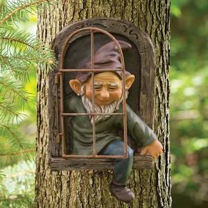 lot 14099 image: pandaxing Gnomes Tree Faces Decor Outdoor, Fairy Door Darden Accessories Decorations for Garden Patio Lawn Porch Fence, Funny Tree Face Peeker Hugger (2 Pack)