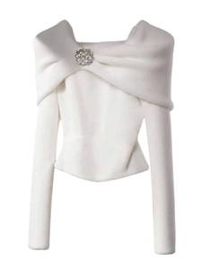 lot 14107 image: Verdusa Womens Elegant Metal Rhinestone Sweater Long Sleeve Thermal Pullovers Winter Clothes White Small