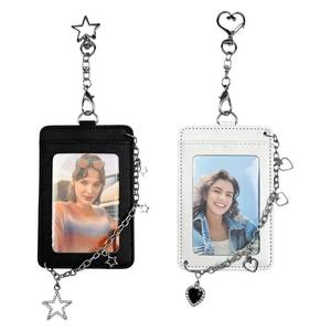 lot 14110 image: Cluksik K-pop Photocard Holder Keychain with Metal Chain,Photocard Holder Keychain for Fans,Photo Card Keychain with Star&Heart Design for Daily Use & K-pop Events (1Black1White)