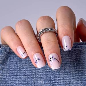 lot 14113 image: Curvlife Soft Gel Press On Nails Kit - 30pcs Full Cover False Blue and white porcelain Nail Tips Designs, Fake Nail with Nail Glue - Easy Application Nail Accessories for Women