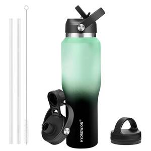 lot 14474 image: HYDROWION Water Bottle Stainless Steel,Vacuum Insulated Leak Proof Tumbler 32oz with Straw Lid, Spout Lid and Flex Cap(Cold for 48 Hrs, Hot for 24 Hrs), Fit in Any Car Cup Holder, Mint - Black
