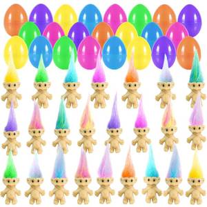 lot 14475 image: 24 Pcs Easter Basket Essentials with Mini Toys ��Inside Vintage Lucky Dolls Action Figures - Assorted Easter Basket Stuffers, Easter Egg Hunt Party Favors Fillers Gifts for Kids Boys Girls