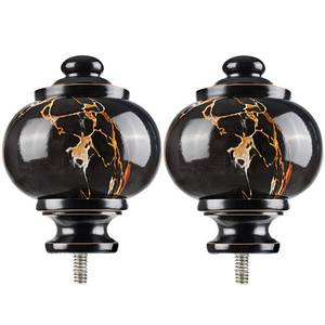 lot 14477 image: KAMANINA Marbled Replacement Finials for 1 or 78 Inch Black Curtain Rods, M6 Screw Drapery Rod Finials, 2 Pack