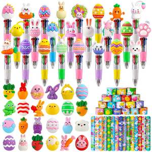 lot 14486 image: SZCECHRE 72 PCS Easter Classroom Gift Set with 24 Multi-Color Cute Pens and Mochi Squishy,Bulk Easter Day Gifts for Classroom Prizes Goodie Bag Stuffers Party Favors Supplies.