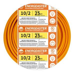 lot 14499 image: Energeaster 102 NM-B Wire,with Ground Indoor Electrical Copper Wire��10 Gauge Wire 2 Conductor Non-Metallic Sheathed Copper Cable(25FT Orange)