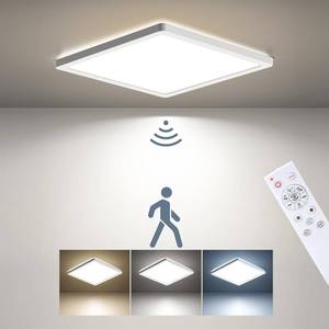 lot 15846 image: BLNAN Dimmable Motion Sensor LED Ceiling Light with Remote Control, 12 Inch 24W 2400LM Radar Motion Activated Flush Mount Wired Light Fixture for Closet Hallway Laundry Porch Stair, 3000K 4000K 5000K