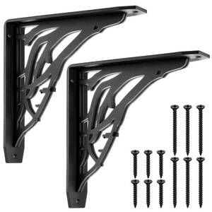 lot 15847 image: MorningRo 2 Pcs 8 x 8 x 2 Inch Heavy Duty Shelf Brackets 500 Lbs Capacity Metal Corbels for Mantels Countertops Profile and Decorative Shelving Wrought Iron Black (Vintage Style)
