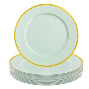 lot 15868 image: WDF 25Pack Green Charger Plates - 12Inch Sage Green Chargers for Dinner Plates - Heavy-Duty Plastic Chargers for Baby ShowerWeddingTea PartyBirthdayTabletop Decor