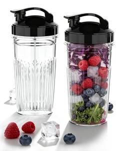 lot 15883 image: ICUCINA Replacement Blender Cups, Compatible with NutriBullet 600WPro 900WPro, 37oz BPA-Free Tritan Smoothie Cups with Flip-Top To-Go Lids, 2-Pack Blender Accessories, Dishwasher Safe