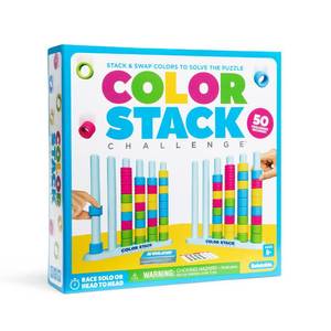 lot 15887 image: Color Stack Challenge by Relatable �� A Fast-Paced Color Matching Puzzle Game for Fun Parties and Family Game Night. Includes 2 Stack Racks, 50 Challenge Cards, 80 Rings & Instructions.