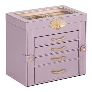 lot 15899 image: Enthralite Jewelry Box with 4 Drawers Display Organizer for Earrings Necklaces - Gifts for Girls Women (Grey Purple)