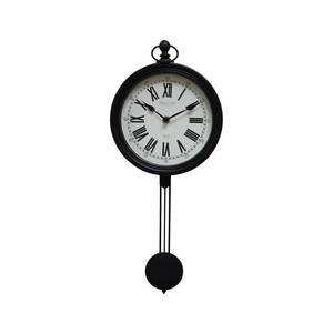 lot 15903 image: VitaEst Vintage Wall Clock 8 inch Round, Black Wall Clocks with Pendulum Battery Operated for Living Room, Kichen,Bathroom, Home Office Wall Decor