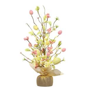 lot 15911 image: RoseCraft Easter Decorations, 18 Inch Pre-Lit Easter Egg Tree Tabletop Decor with Delicate Ornaments, for Home Party Wedding Holiday Spring Summer Decoration, YellowPink.
