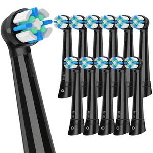 lot 16350 image: iO Replacement Heads Compatible with Oral B iO, Brush Heads for iO 2345678910 Series Electric Toothbrushs, Medium Softness, Removes Stubborn Plaque, 12 Black