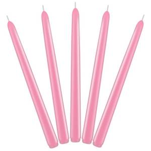 lot 16355 image: Set of 5 Unscented Pink Pastel Taper Candles, Skinny 10 Inch Tall Solid Colored Wax Tapered Candlesticks for Table Wedding Party Centerpiece Valentines Day