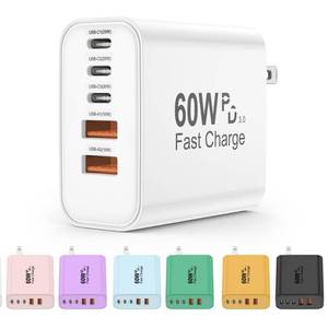 lot 16385 image: USB C Charger Block, 5 in 1 60W Charging Blocks, PD 3.0 25W Single Max Fast Charger, QC 2A USB Wall Charger for iPhone 16 15 14 13 12 11 Pro Max, iPad, iPod, Samsung, AirPods Pro, Apple Watch Series