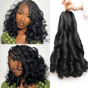lot 16397 image: French Curl Braiding Hair 12 Inch Curly Braiding Hair 8 Packs Pre Stretched French Curl Braids Synthetic Extensions Lightweight Hair for Women Loose Wavy for Braids Natural Black