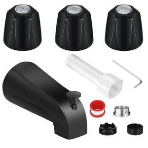 lot 16414 image: Tub Shower Trim Kit, Matte Black Shower Knob and Bath Tub Spout, for PricePfister Verve and 3 Handle Tub Faucet, for 12 Copper Connection, 12 and 34 Male Thread Connection (Matte Black)